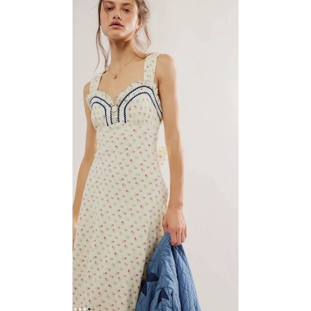 Free People Sweet Hearts Midi Homecoming Dress Floral Cottage L